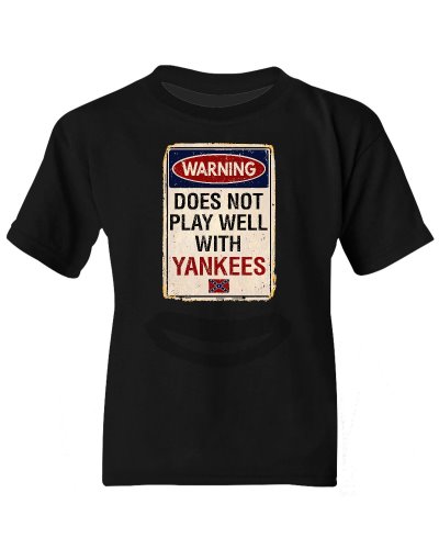 Warning: Does Not Play Well With Yankees childrens cotton tshirt